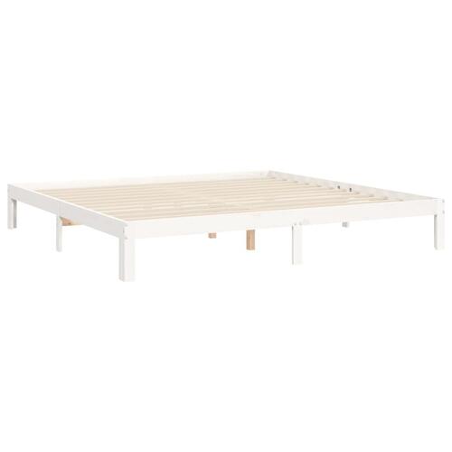 Sengeramme uden madras 200x200 cm massivt fyrretræ hvid