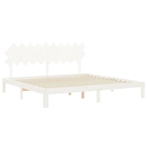 Sengeramme uden madras 200x200 cm massivt fyrretræ hvid