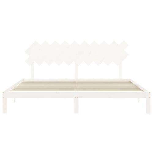 Sengeramme uden madras 200x200 cm massivt fyrretræ hvid