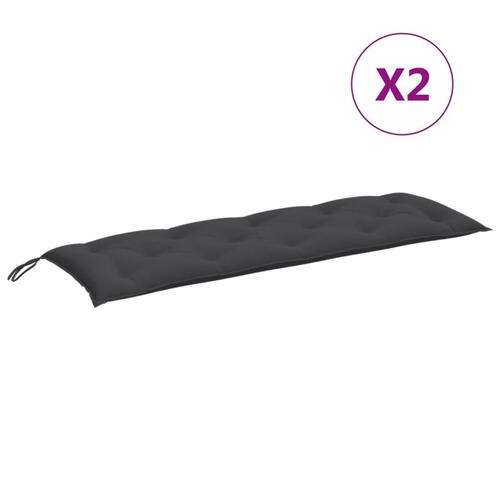 Hynder til havebænk 2 stk. 150x50x7 cm stof meleret antracitgrå