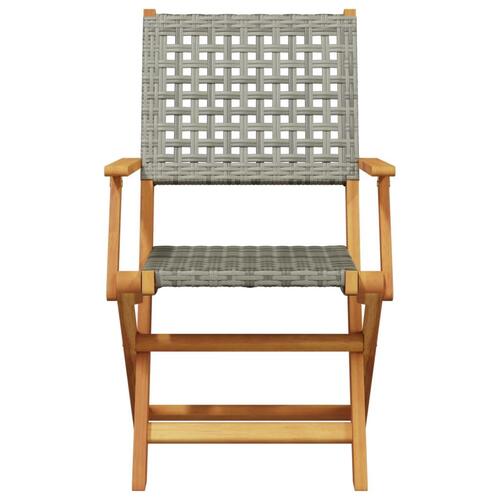 Havestole 2 stk. massivt akacietræ og polyrattan grå