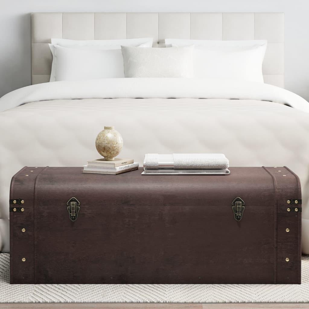 Skattekiste Med Spænder 79,5X39,5X39,5 Cm Krydsfiner Mørkebrun - 110 x 50 x 39.5 cm