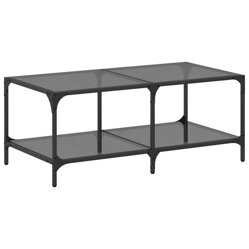 Sofabord med sort glastop 98,5x50x40 cm stål