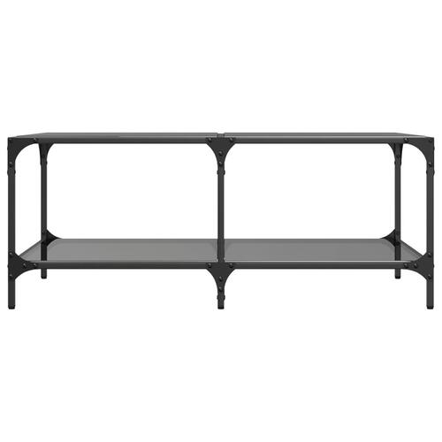 Sofabord med sort glastop 98,5x50x40 cm stål