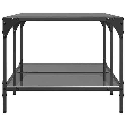 Sofabord med sort glastop 98,5x50x40 cm stål