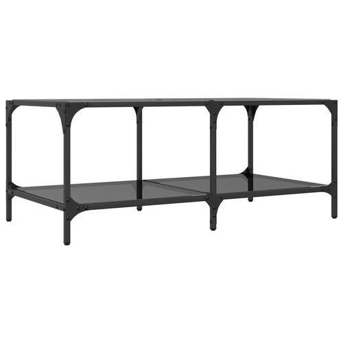 Sofabord med sort glastop 98,5x50x40 cm stål