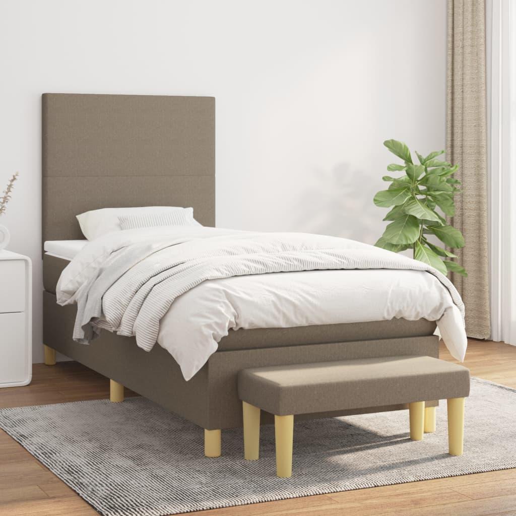 Kontinentalseng med madras 80×200 cm - stof, gråbrun
