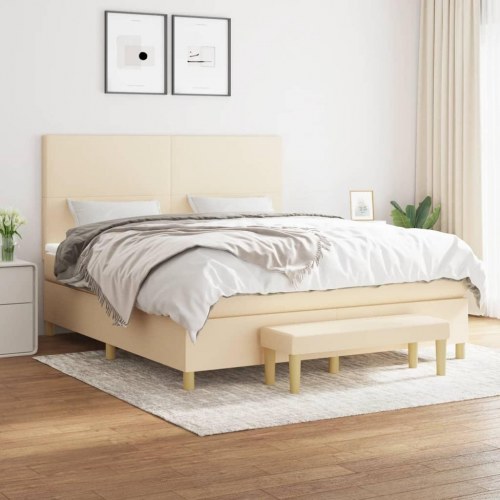 Kontinentalseng med madras 160x200 cm - stof, creme