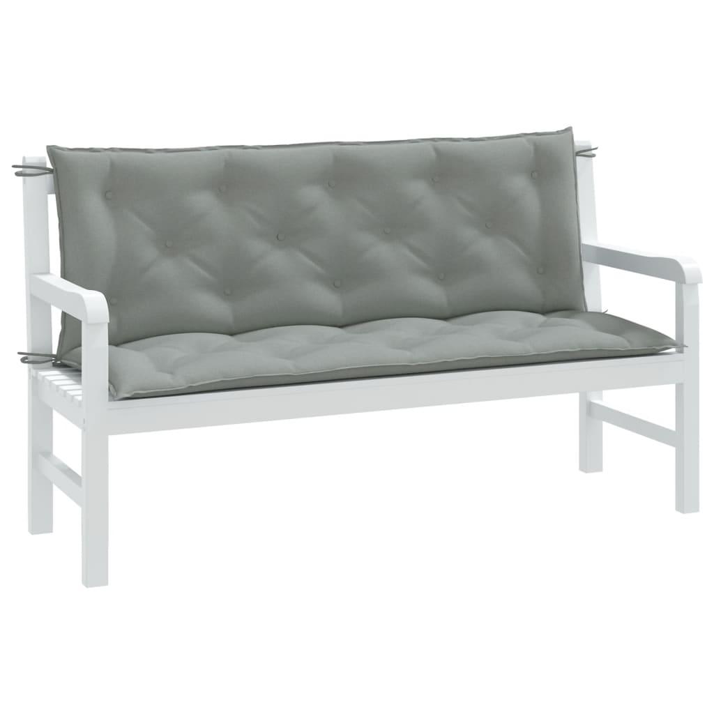 Hynder til havebænk 2 stk. 150x50x7 cm stof meleret lysegrå