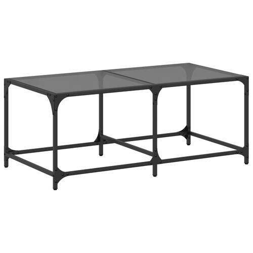 Sofabord med sort glastop 98,5x50x40 cm stål
