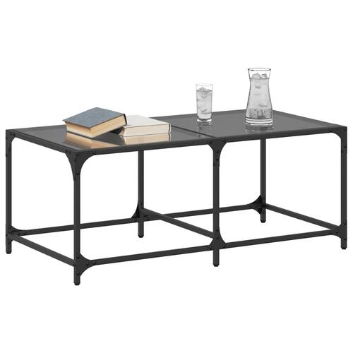 Sofabord med sort glastop 98,5x50x40 cm stål