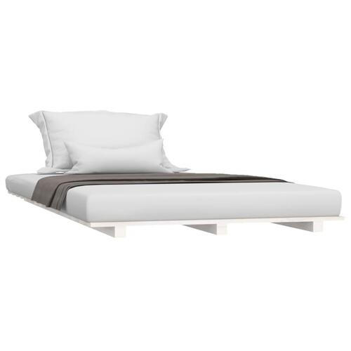Sengestel 90x190 cm massivt fyrretræ hvid