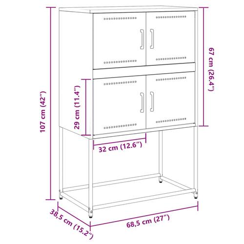 Skænk 68,5x38,5x107 cm stål sort