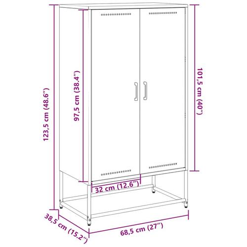 Skab 68,5x38,5x123,5 cm stål antracitgrå