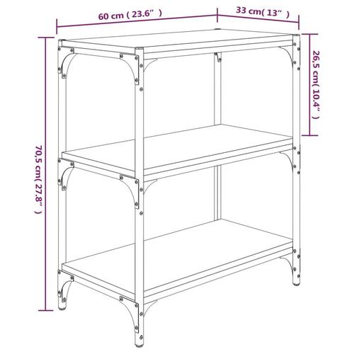 Bogreol 60x33x70,5 cm konstrueret træ og stål røget egetræ