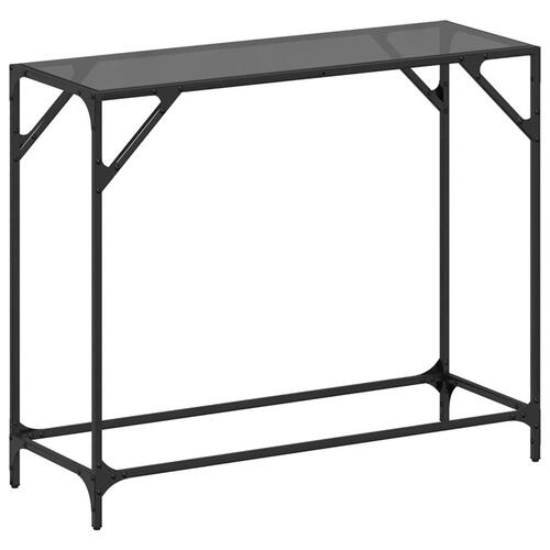 Konsolbord med sort glastop 98x35x81 cm stål