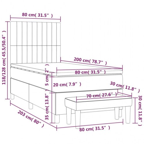 Kontinentalseng med madras 80×200 cm - stof, gråbrun