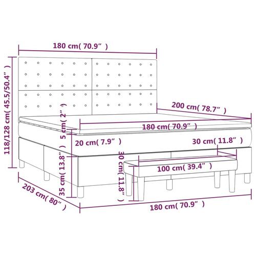 Kontinentalseng med madras 180x200 cm stof cremefarvet