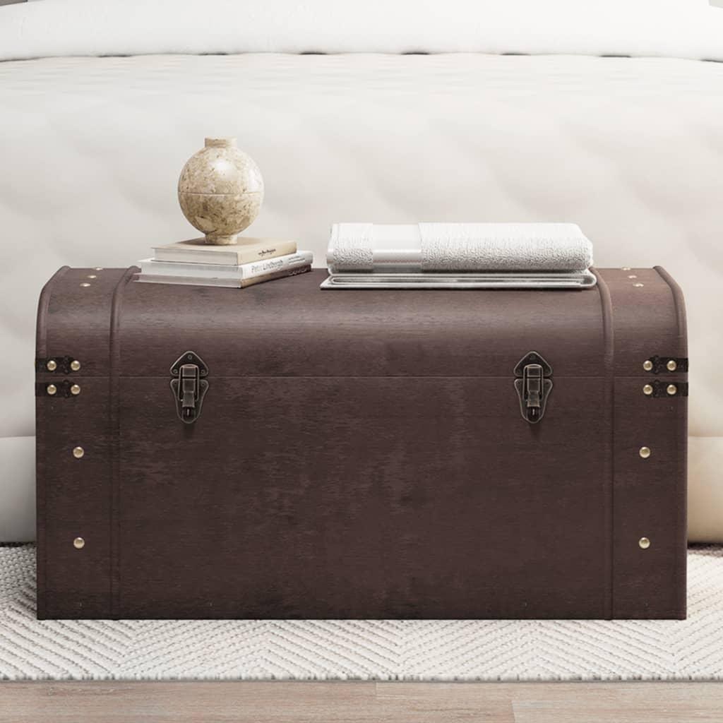 Skattekiste Med Spænder 79,5X39,5X39,5 Cm Krydsfiner Mørkebrun - 79.5 x 39.5 x 39.5 cm