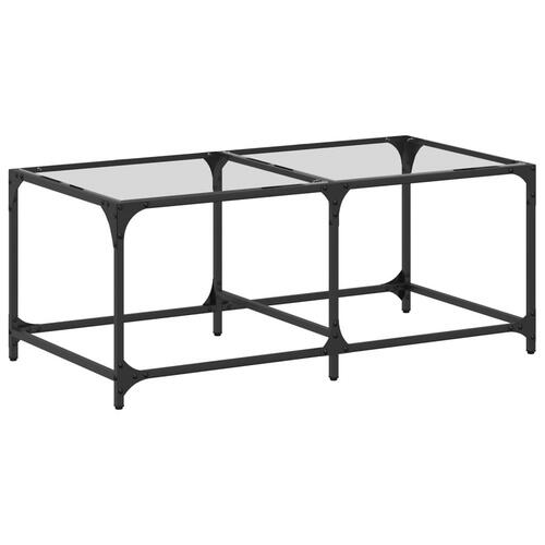 Sofabord med transparent glastop 98,5x50x40 cm stål