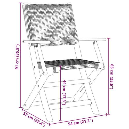 Havestole 2 stk. massivt akacietræ og polyrattan sort