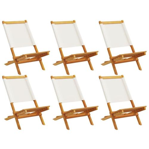 Foldbare havestole 6 stk. stof og massivt træ cremehvid