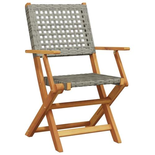 Havestole 8 stk. foldbar polyrattan og massivt træ grå