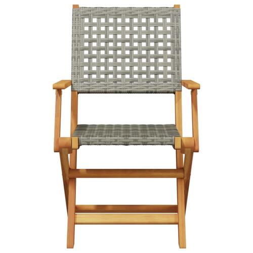 Havestole 8 stk. foldbar polyrattan og massivt træ grå