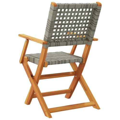 Havestole 8 stk. foldbar polyrattan og massivt træ grå