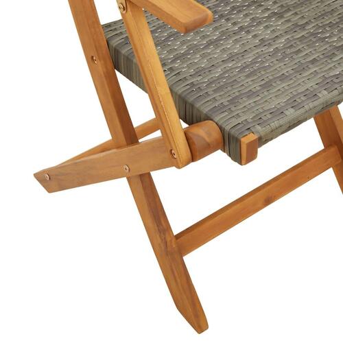 Havestole 8 stk. foldbar polyrattan og massivt træ grå