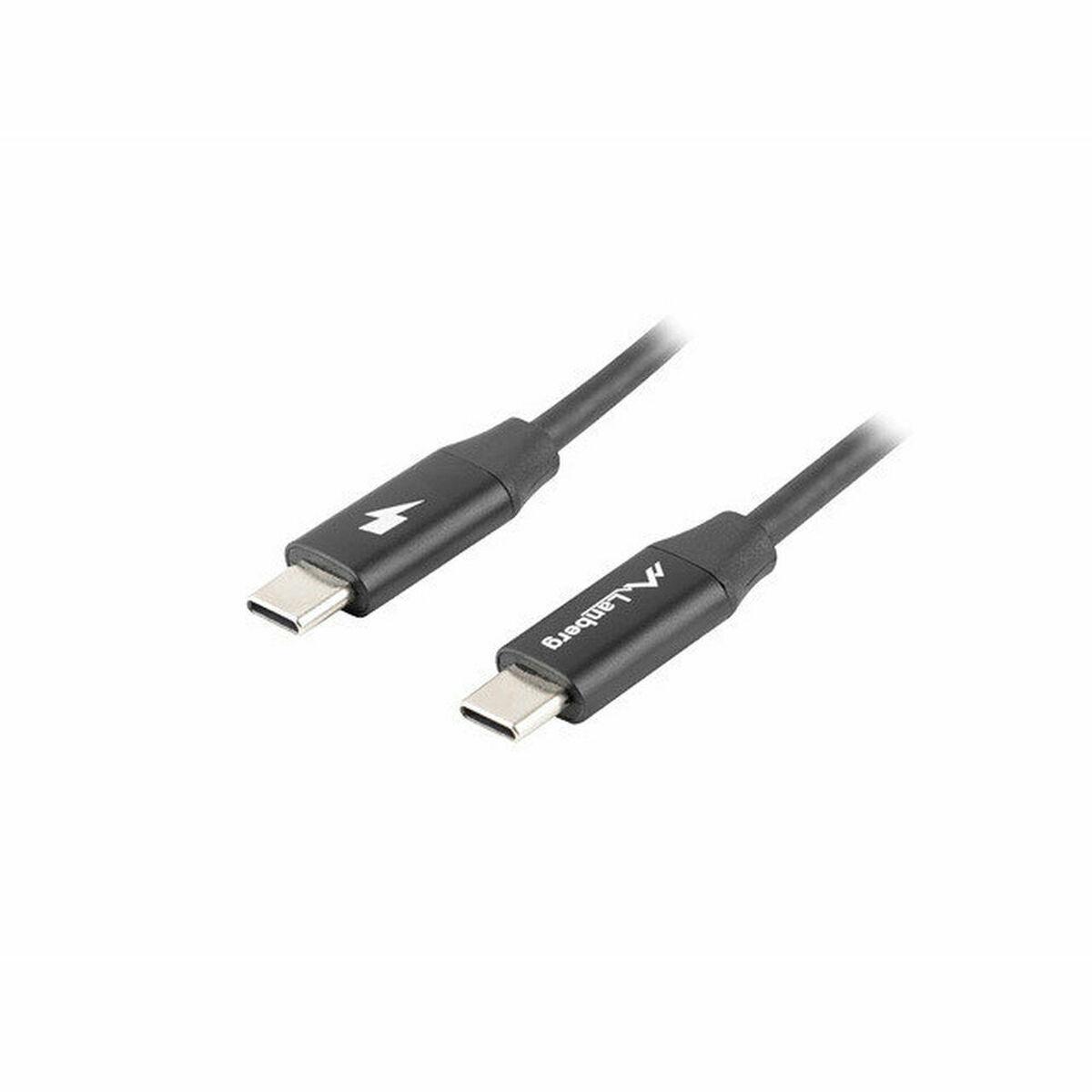 Lanberg USB-C til USB-C kabel 1 m - sort, USB 2.0, guldforgyldte stik billede