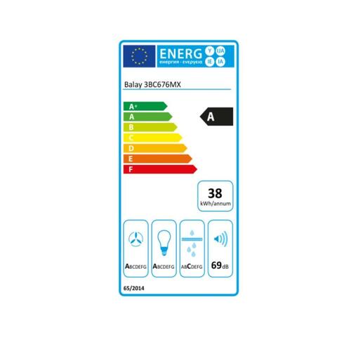 Konventions-emhætte Balay 3BC676MX 75 cm 600 m3/h 69 dB 220W Stål