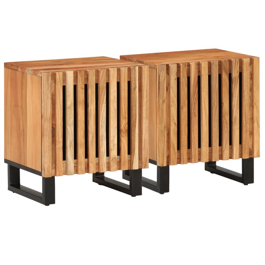 Sengeborde 2 stk. 40x34x46 cm massivt akacietræ