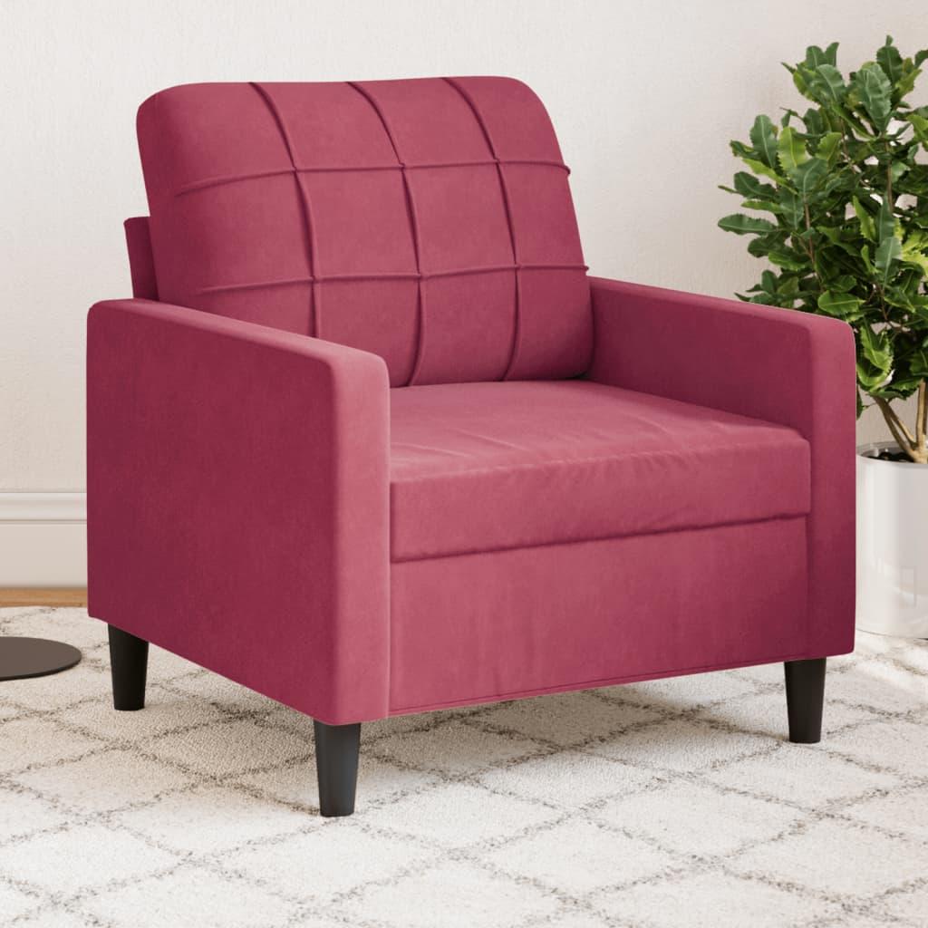 Lænestol 60 cm velour vinrød