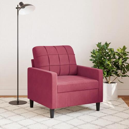 Lænestol 60 cm velour vinrød