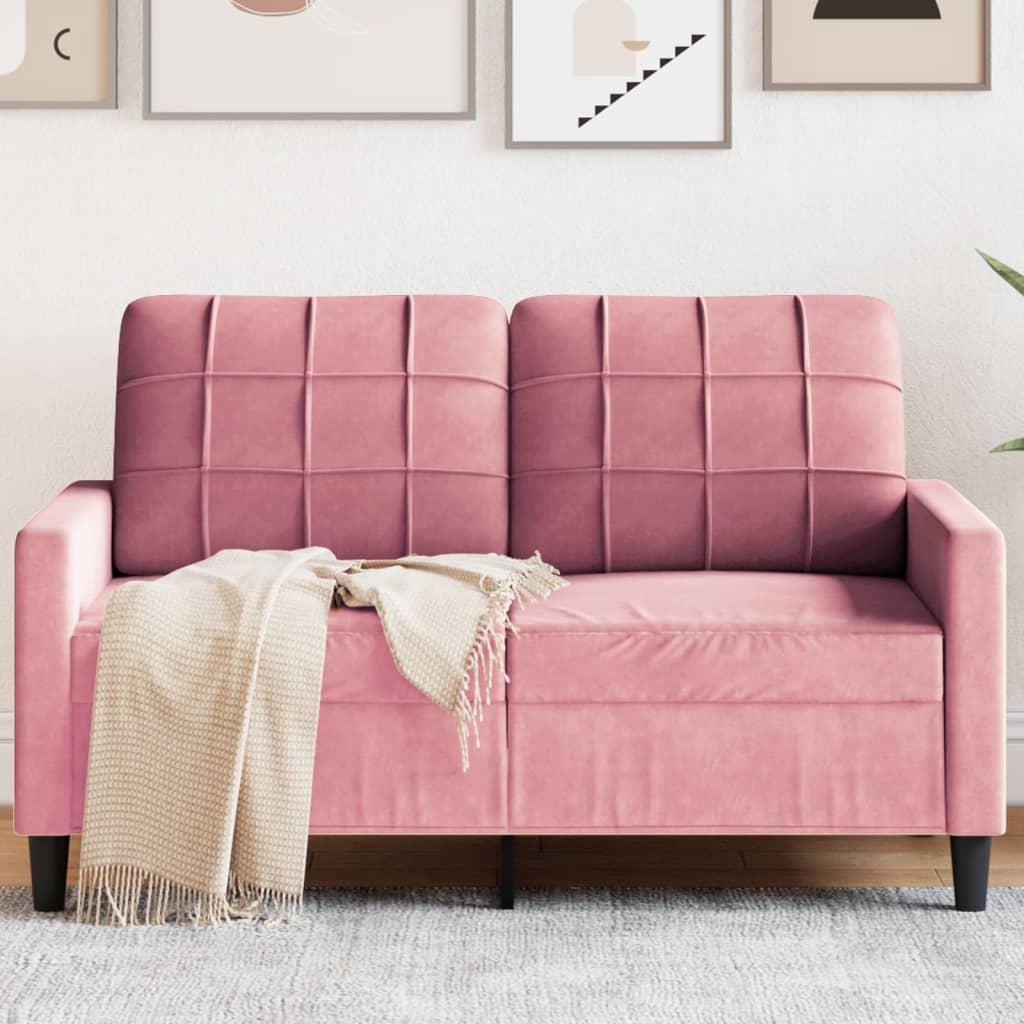 2-personers sofa 120 cm fløjl lyserød