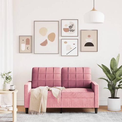 2-personers sofa 120 cm fløjl lyserød