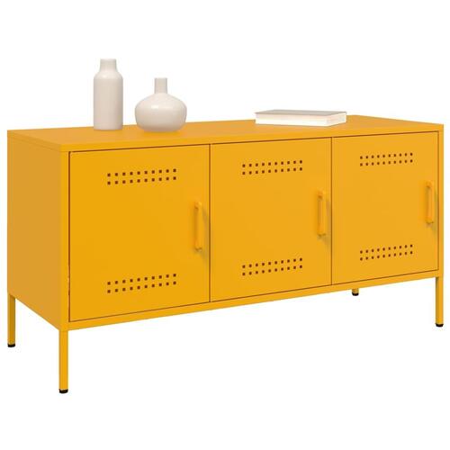 Tv-bord 100,5x39x50,5 cm stål sennepsgul
