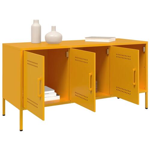 Tv-bord 100,5x39x50,5 cm stål sennepsgul