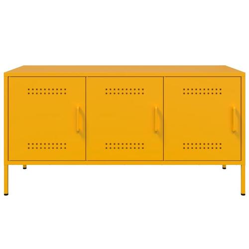 Tv-bord 100,5x39x50,5 cm stål sennepsgul