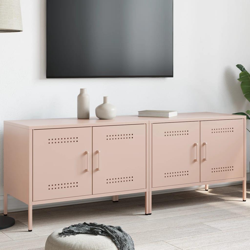 Tv-borde 2 stk. 68x39x50,5 cm stål lyserød