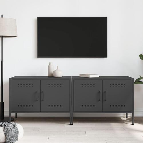 Tv-borde 2 stk. 68x39x50,5 cm stål sort