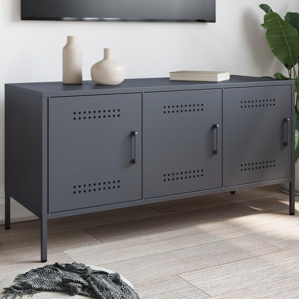 Tv-bord 100,5x39x50,5 cm stål antracitgrå