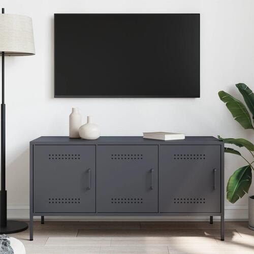 Tv-bord 100,5x39x50,5 cm stål antracitgrå
