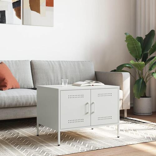 Sofabord 68x50x50,5 cm stål hvid