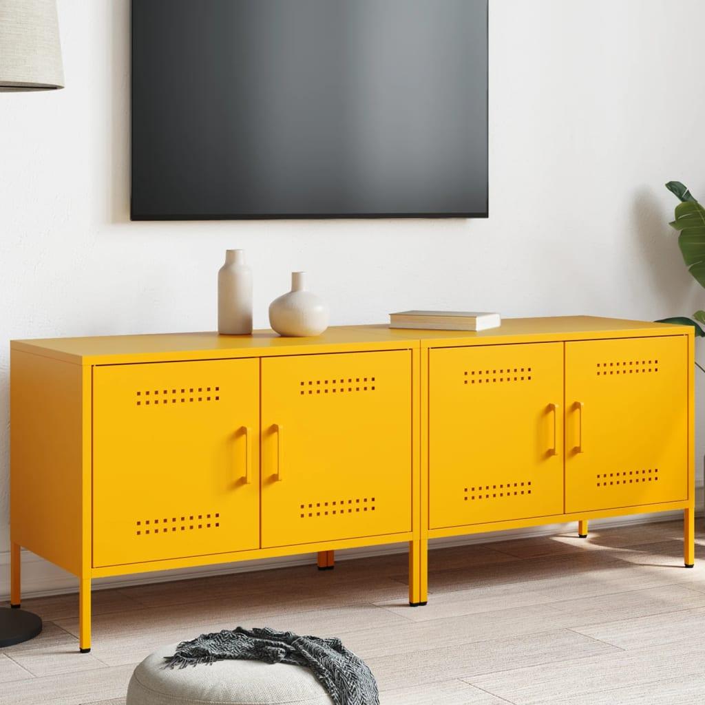 Tv-borde 2 stk. 68x39x50,5 cm stål sennepsgul
