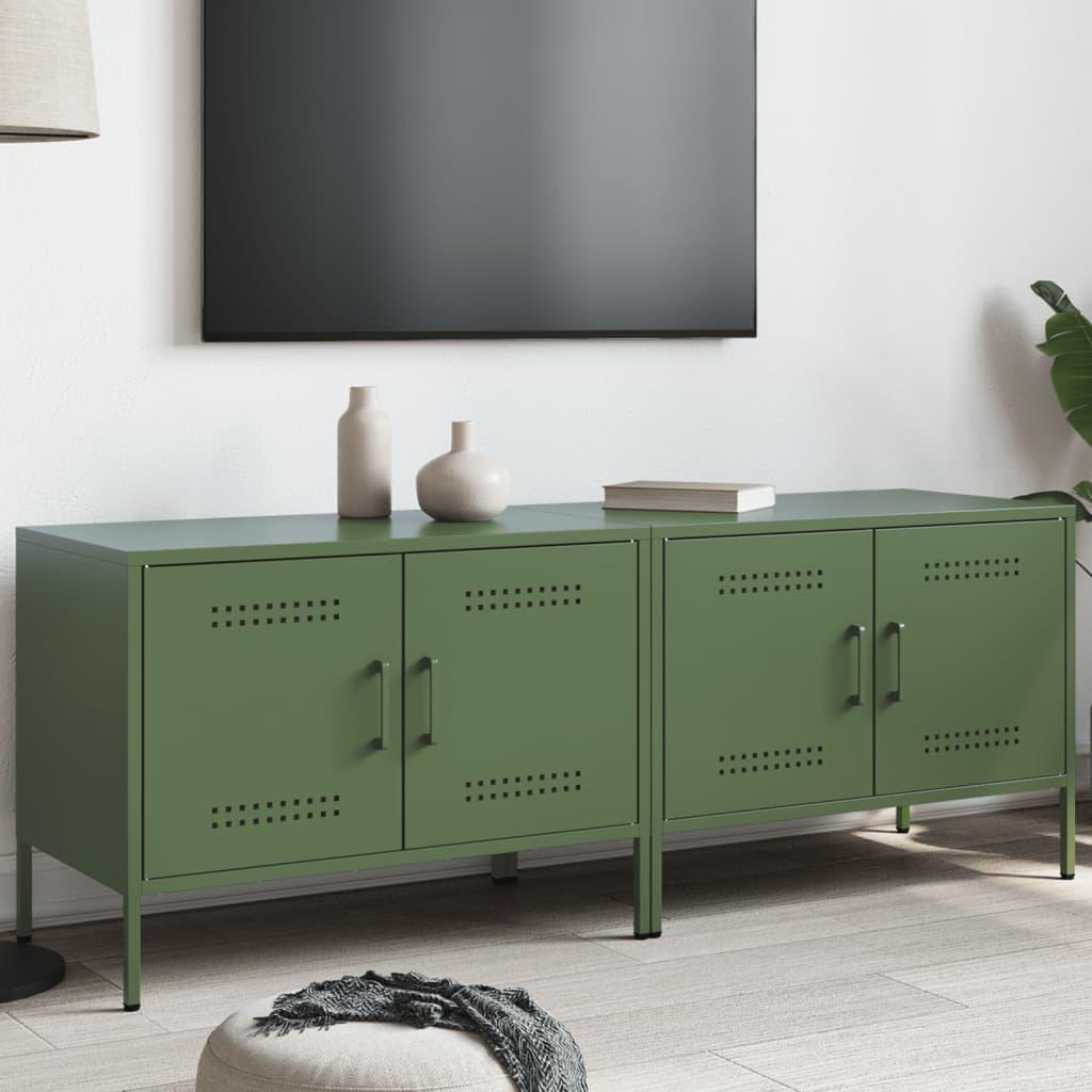 Tv-borde 2 stk. 68x39x50,5 cm stål olivengrøn