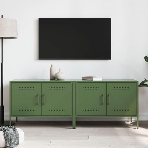 Tv-borde 2 stk. 68x39x50,5 cm stål olivengrøn