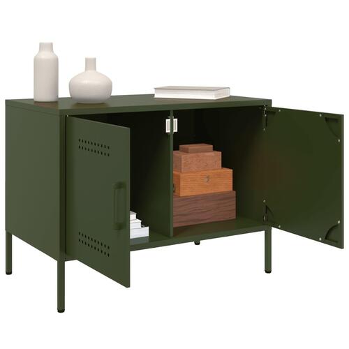 Tv-borde 2 stk. 68x39x50,5 cm stål olivengrøn