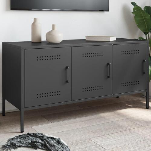 Tv-bord 100,5x39x50,5 cm stål sort